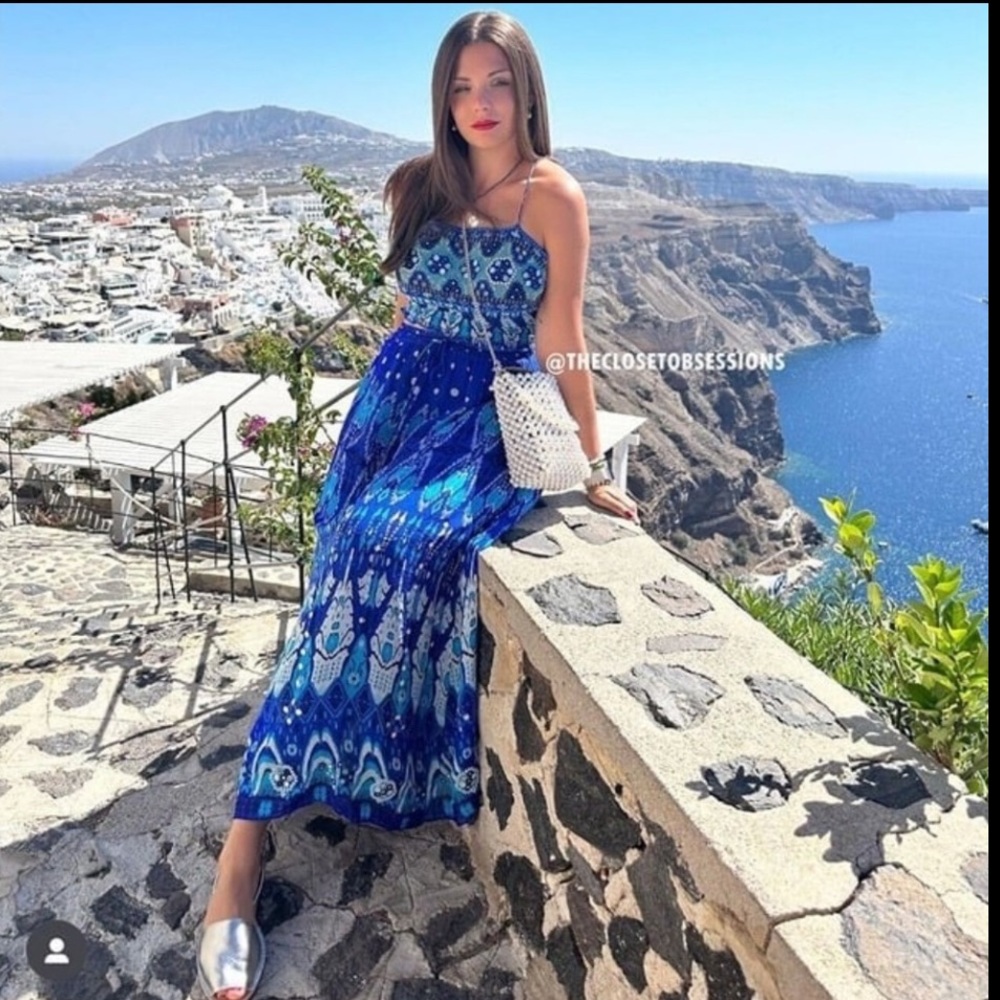 Zara long printed blue beaded skirt set , Top & skirt COORD SET dress